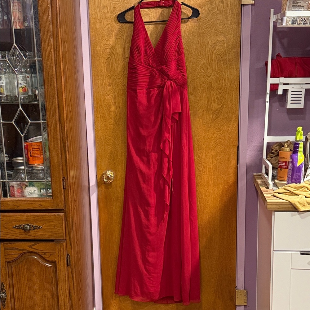 David's Bridal Vibrant Red Maxi Dress